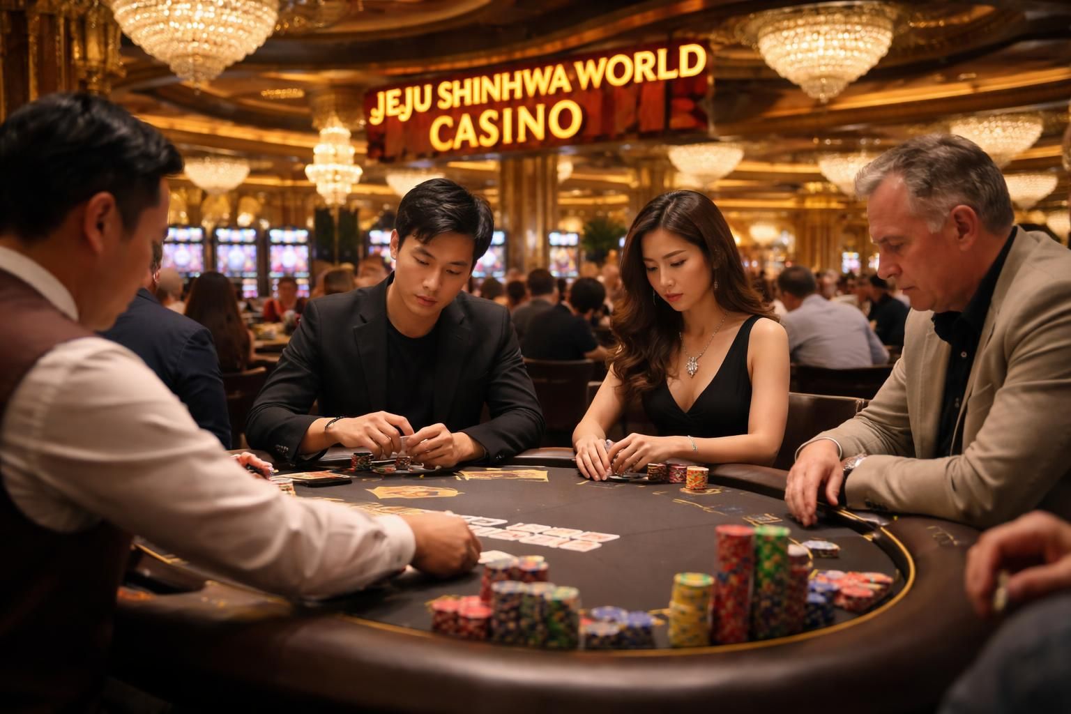 découvrez la salle de poker jeju shinhwa world à jeju, corée du sud, un lieu unique alliant divertissement, ambiance conviviale et jeux passionnants pour tous les amateurs de poker.